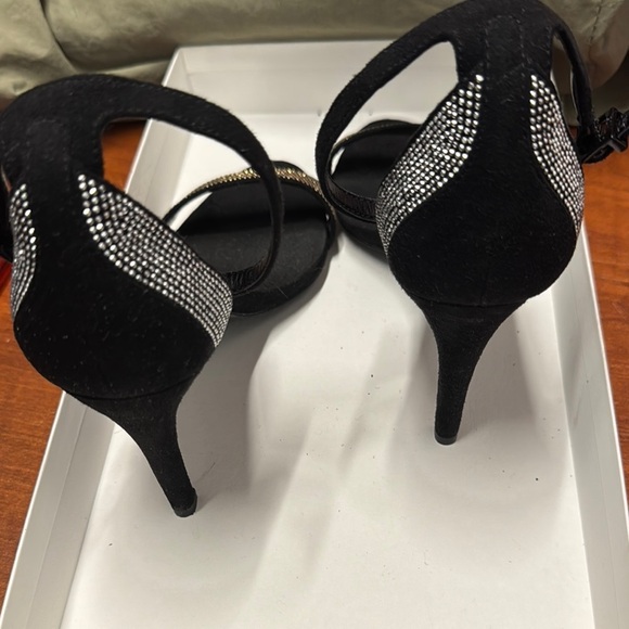 Aldo Black & Gold Stiletto Beaded Heels with Ankle Strap. Sz 6.5. 4.25” Heel. - Picture 4 of 6